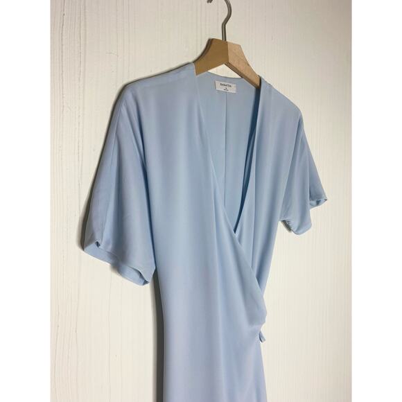 BABATON ARITZIA Chiffon Baby Blue Kimono Wrap Knee Length Dress US MEDIUM - Picture 10 of 14